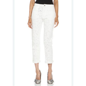 ISABEL MARANT ETOILE Maddy Lace Embroidered Jean Pant Size Small/36 White $579